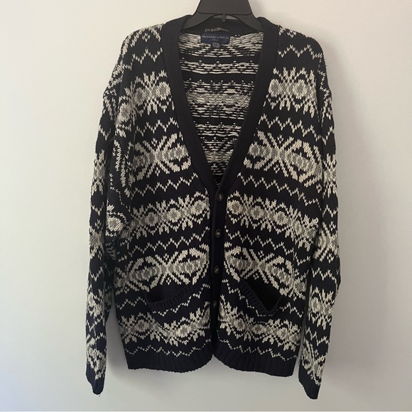 Vintage Abercrombie & Fitch The Big Sweater Fair Isle Grandpa Cardigan Knit XL - Picture 1 of 8